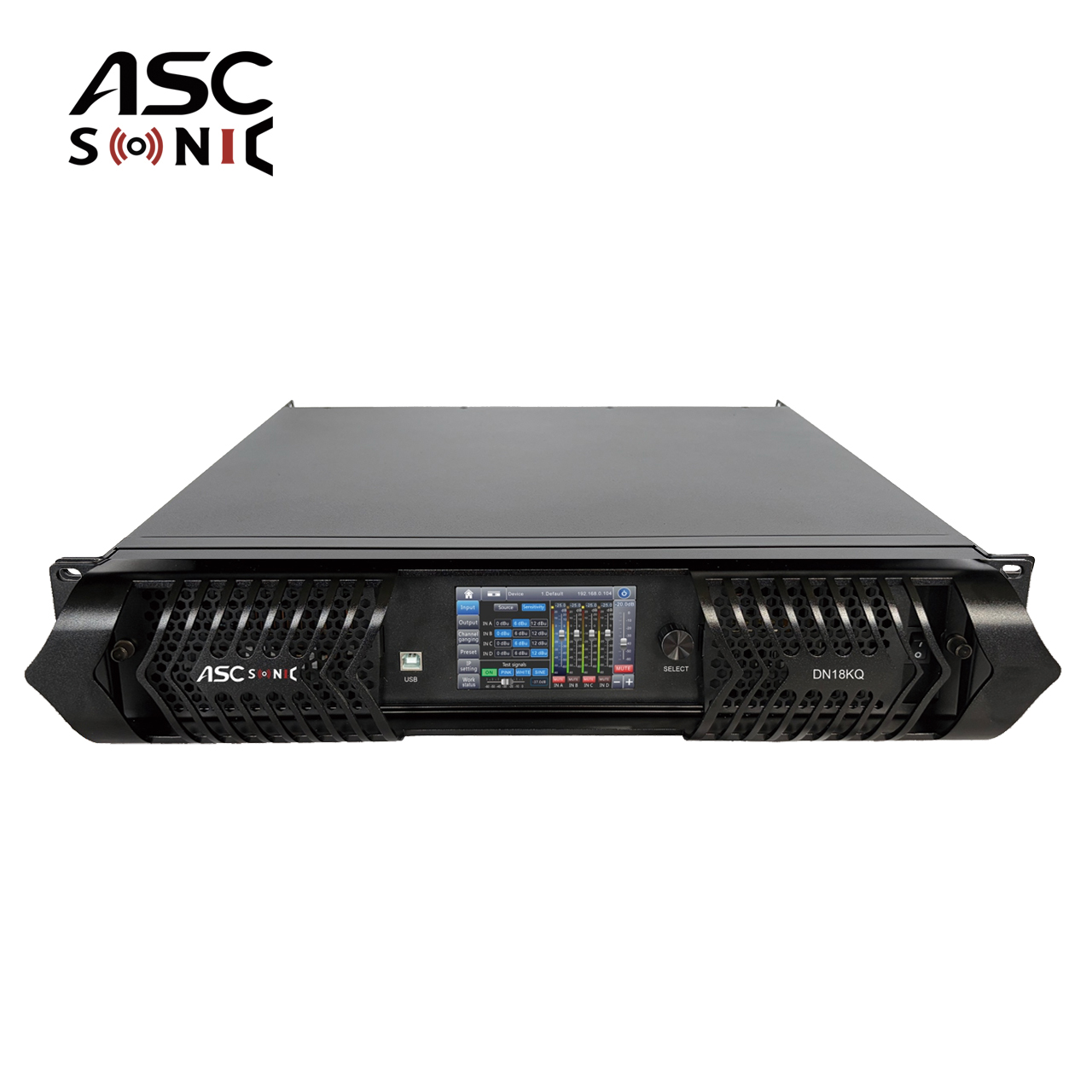 DN18KQ 4 Channel Class D Digital Dante Pro Audio Amplifier with Touch Screen
