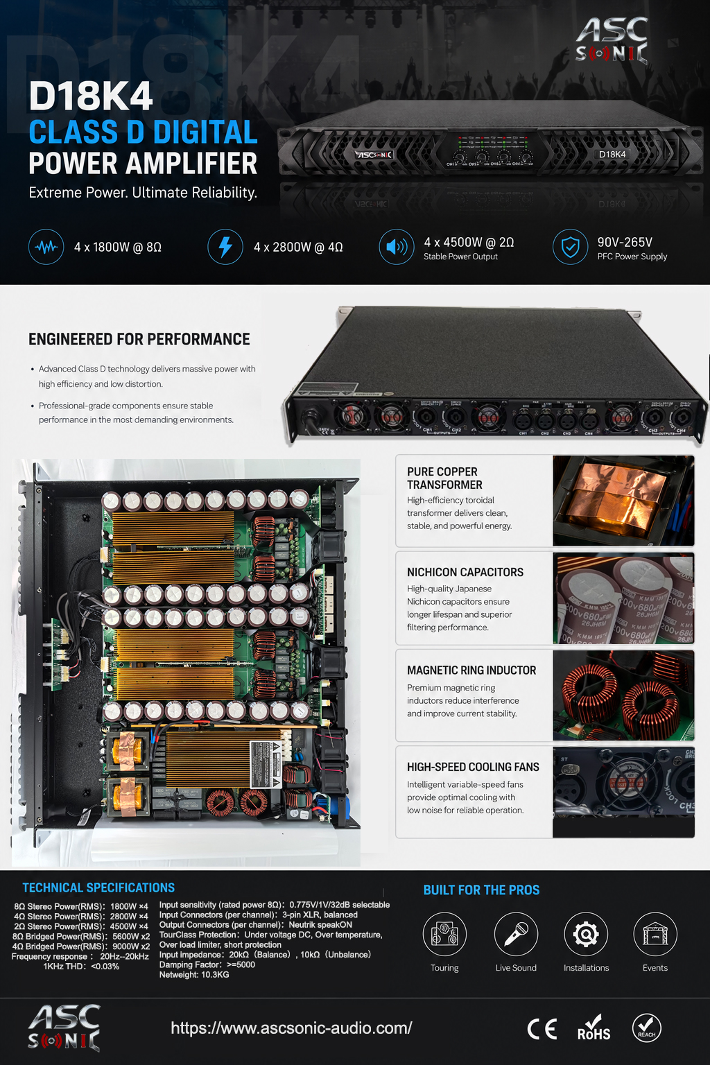 D18K4 class d digital power amplifier 