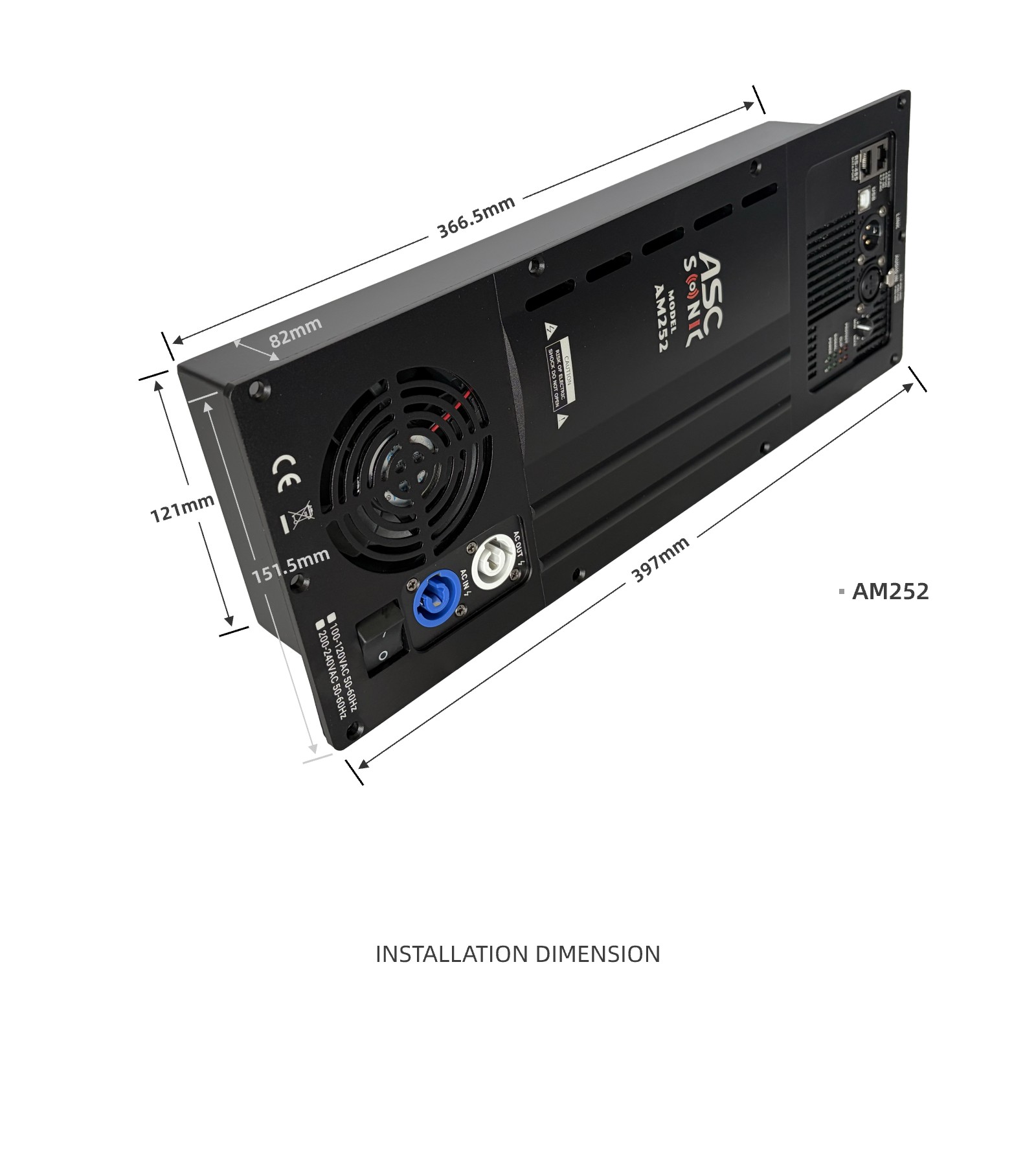 AM3A-2.1 DSP Controlled 2.1 Channel Plate Amplifier For Active Bass Cabinet And Dual Satellite Speakers