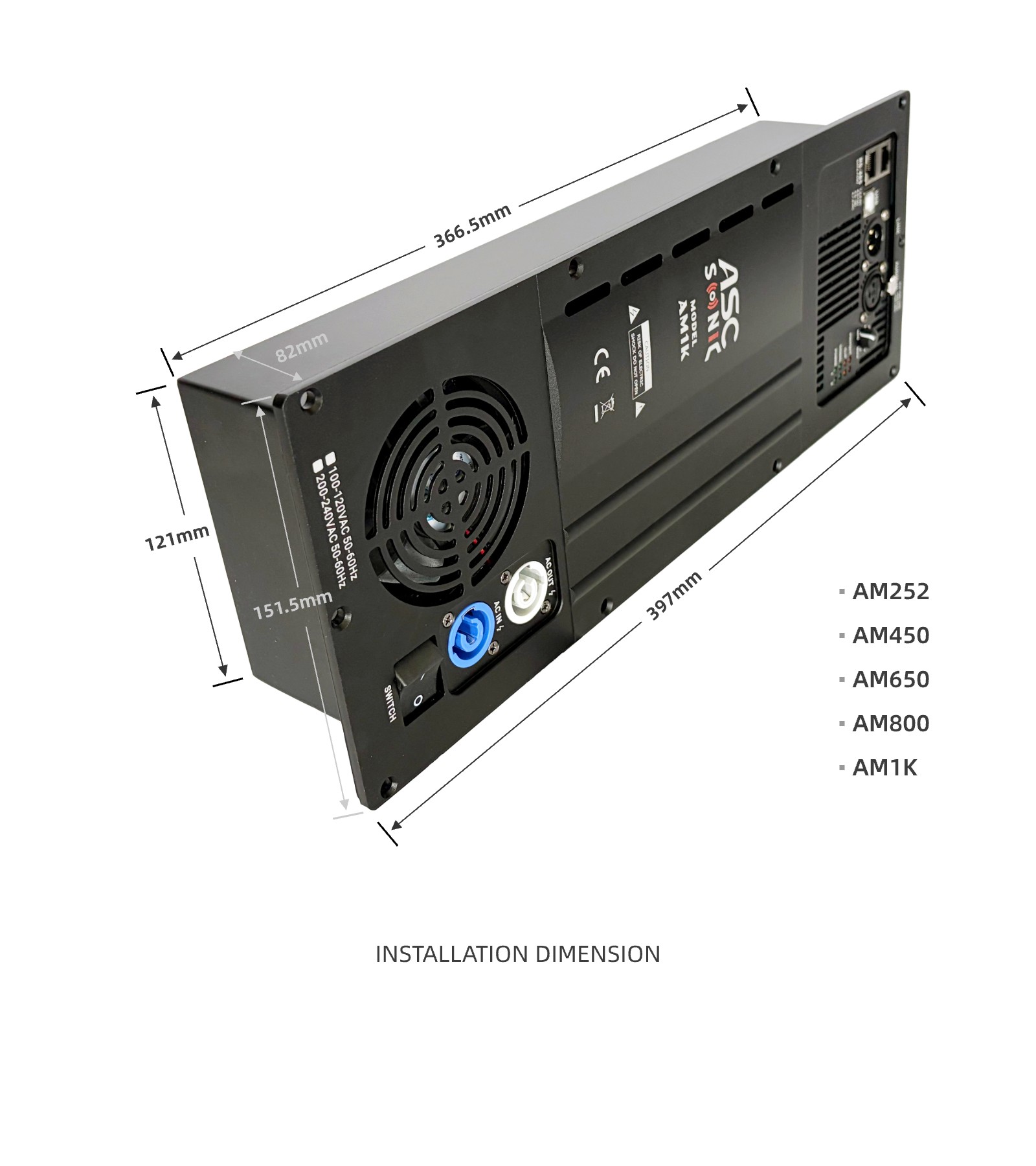 AM450 450W Plate Amplifier High-Efficiency Class-D DSP Module For Active Speakers